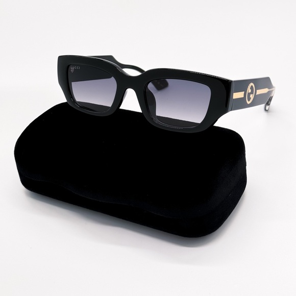 NEW GUCCI GG1558SK 001 SQUARE BLACK GREY WOMEN SUNGLASSES GUCCI - Picture 2 of 12